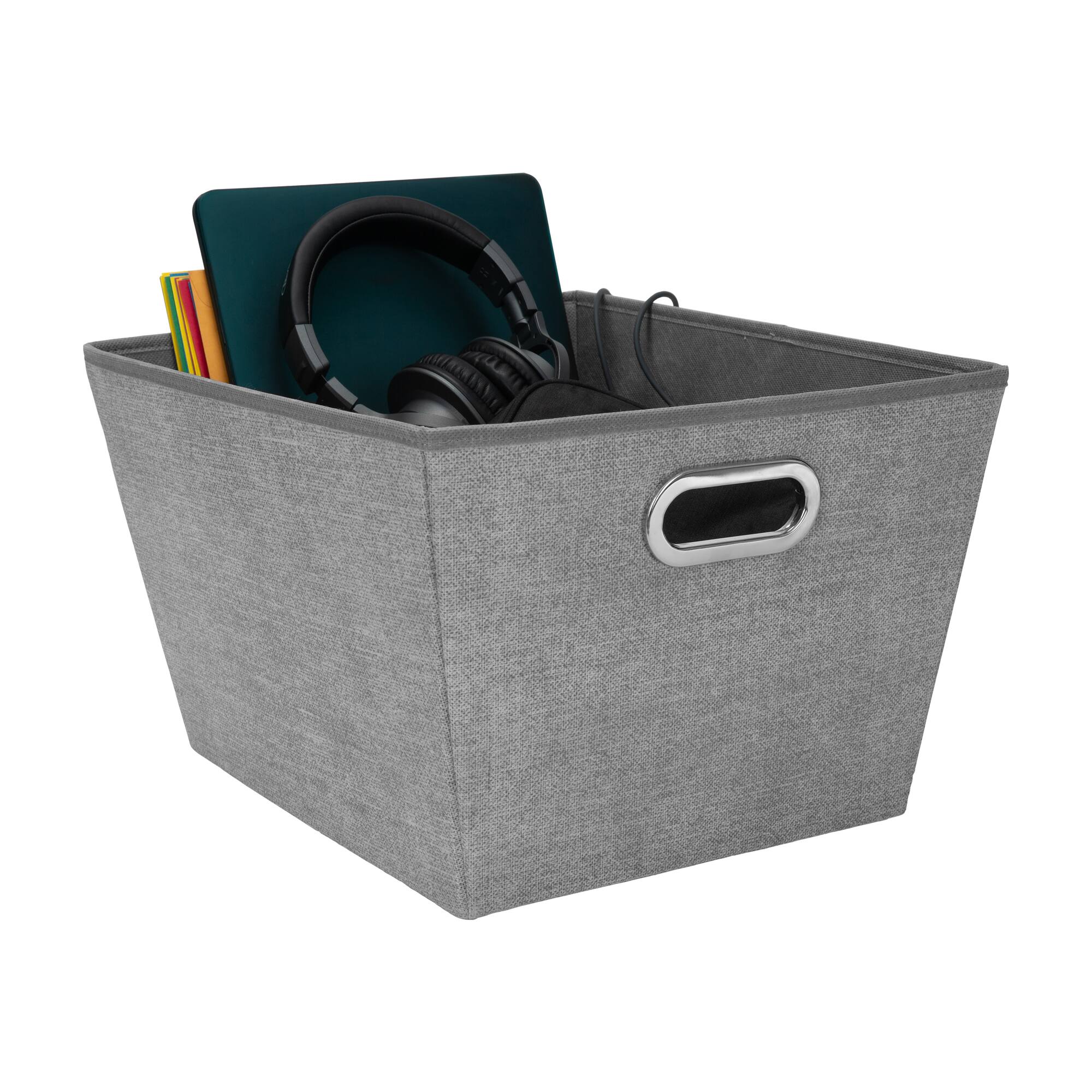 Simplify Large Heather Gray Grommet Storage Bin